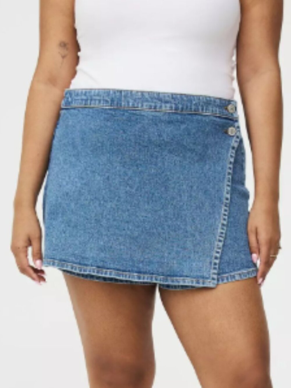 Torrid Size 18 Denim Skort Faux Wrap